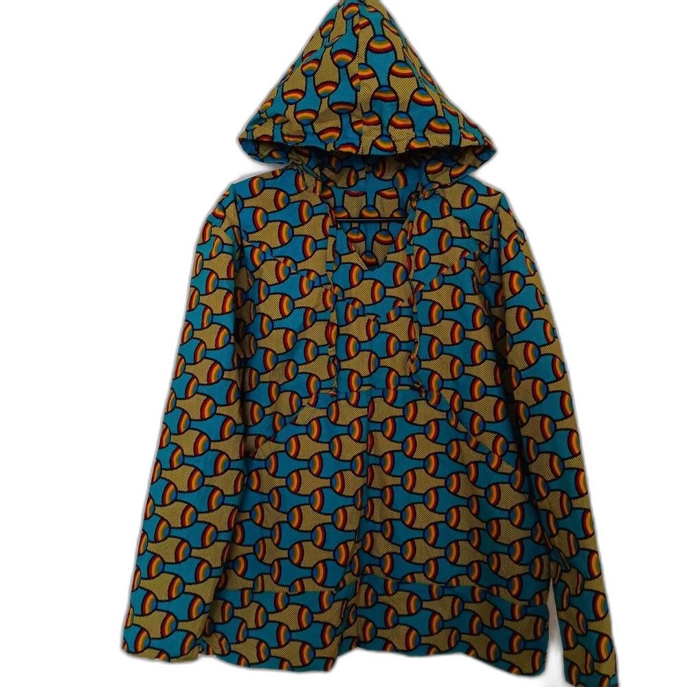 Raincoat hoodie pullover sweater Men's L/XL geometric multicolor AOP